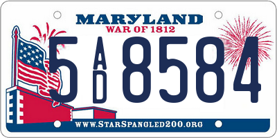 MD license plate 5AD8584