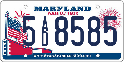 MD license plate 5AD8585
