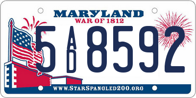 MD license plate 5AD8592