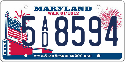 MD license plate 5AD8594