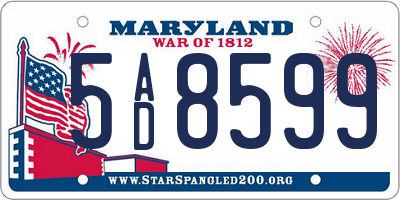 MD license plate 5AD8599