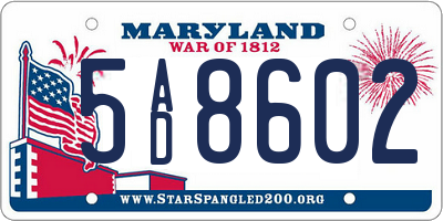 MD license plate 5AD8602