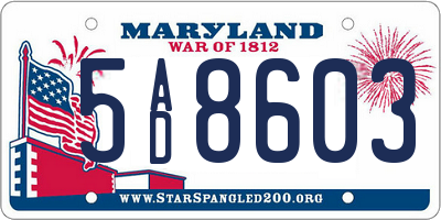 MD license plate 5AD8603