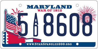 MD license plate 5AD8608