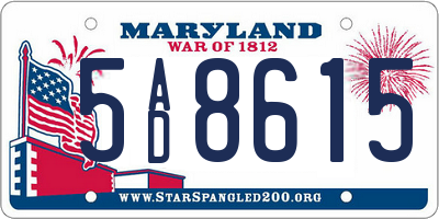 MD license plate 5AD8615