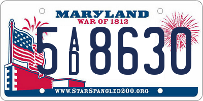 MD license plate 5AD8630