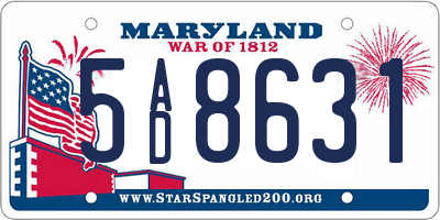 MD license plate 5AD8631