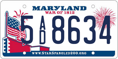 MD license plate 5AD8634