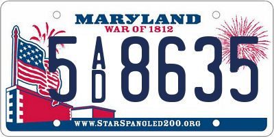 MD license plate 5AD8635