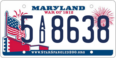 MD license plate 5AD8638