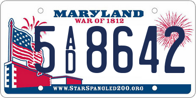 MD license plate 5AD8642