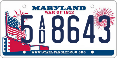 MD license plate 5AD8643
