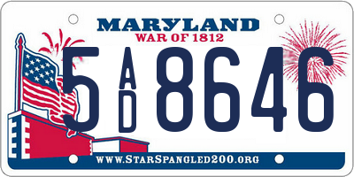 MD license plate 5AD8646