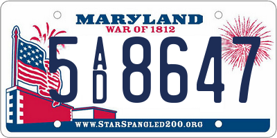 MD license plate 5AD8647