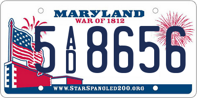 MD license plate 5AD8656