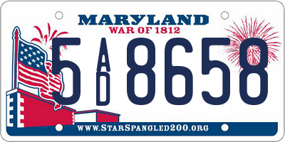 MD license plate 5AD8658