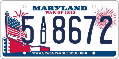MD license plate 5AD8672
