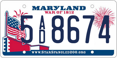 MD license plate 5AD8674