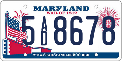 MD license plate 5AD8678