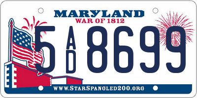 MD license plate 5AD8699