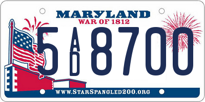MD license plate 5AD8700