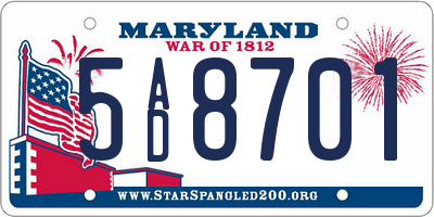 MD license plate 5AD8701