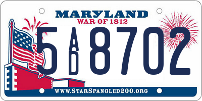 MD license plate 5AD8702