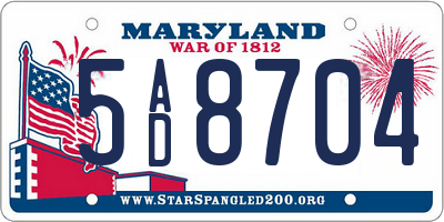 MD license plate 5AD8704