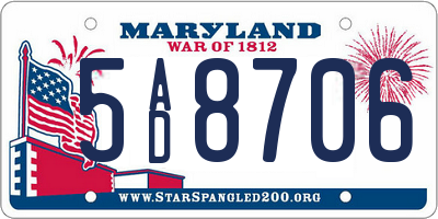 MD license plate 5AD8706