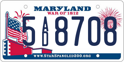 MD license plate 5AD8708