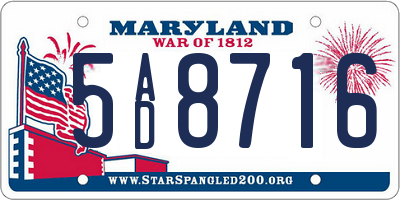 MD license plate 5AD8716