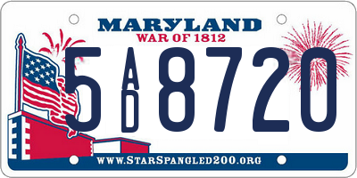 MD license plate 5AD8720