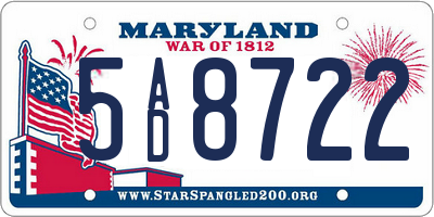 MD license plate 5AD8722
