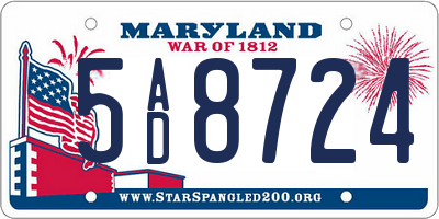 MD license plate 5AD8724