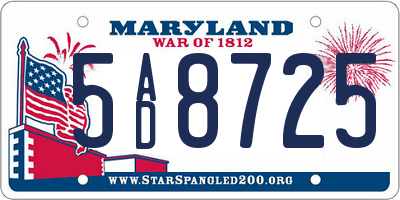 MD license plate 5AD8725
