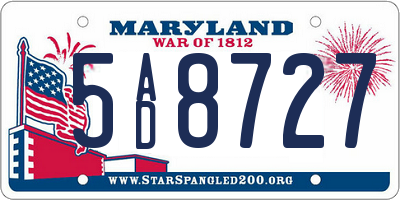 MD license plate 5AD8727