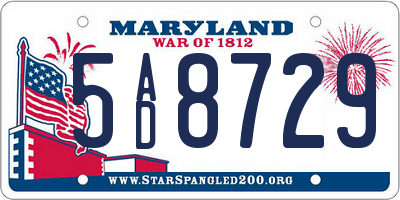 MD license plate 5AD8729