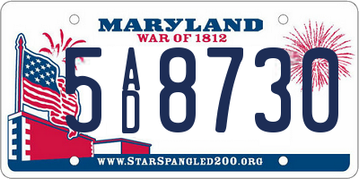 MD license plate 5AD8730