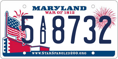 MD license plate 5AD8732