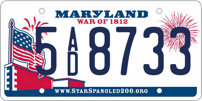 MD license plate 5AD8733