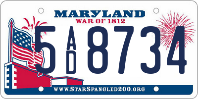 MD license plate 5AD8734