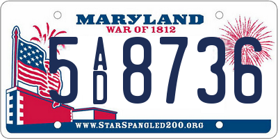 MD license plate 5AD8736