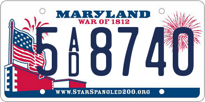 MD license plate 5AD8740
