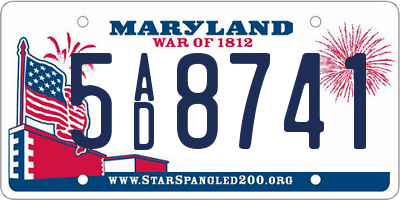 MD license plate 5AD8741