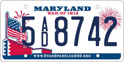 MD license plate 5AD8742