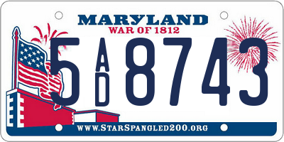 MD license plate 5AD8743