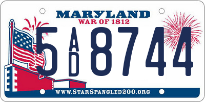 MD license plate 5AD8744