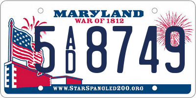 MD license plate 5AD8749