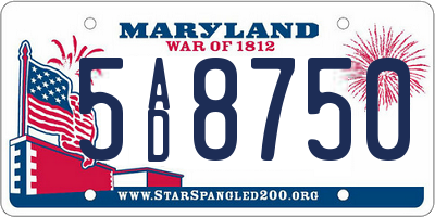 MD license plate 5AD8750
