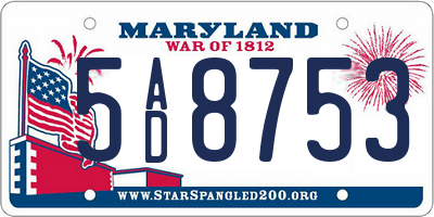 MD license plate 5AD8753